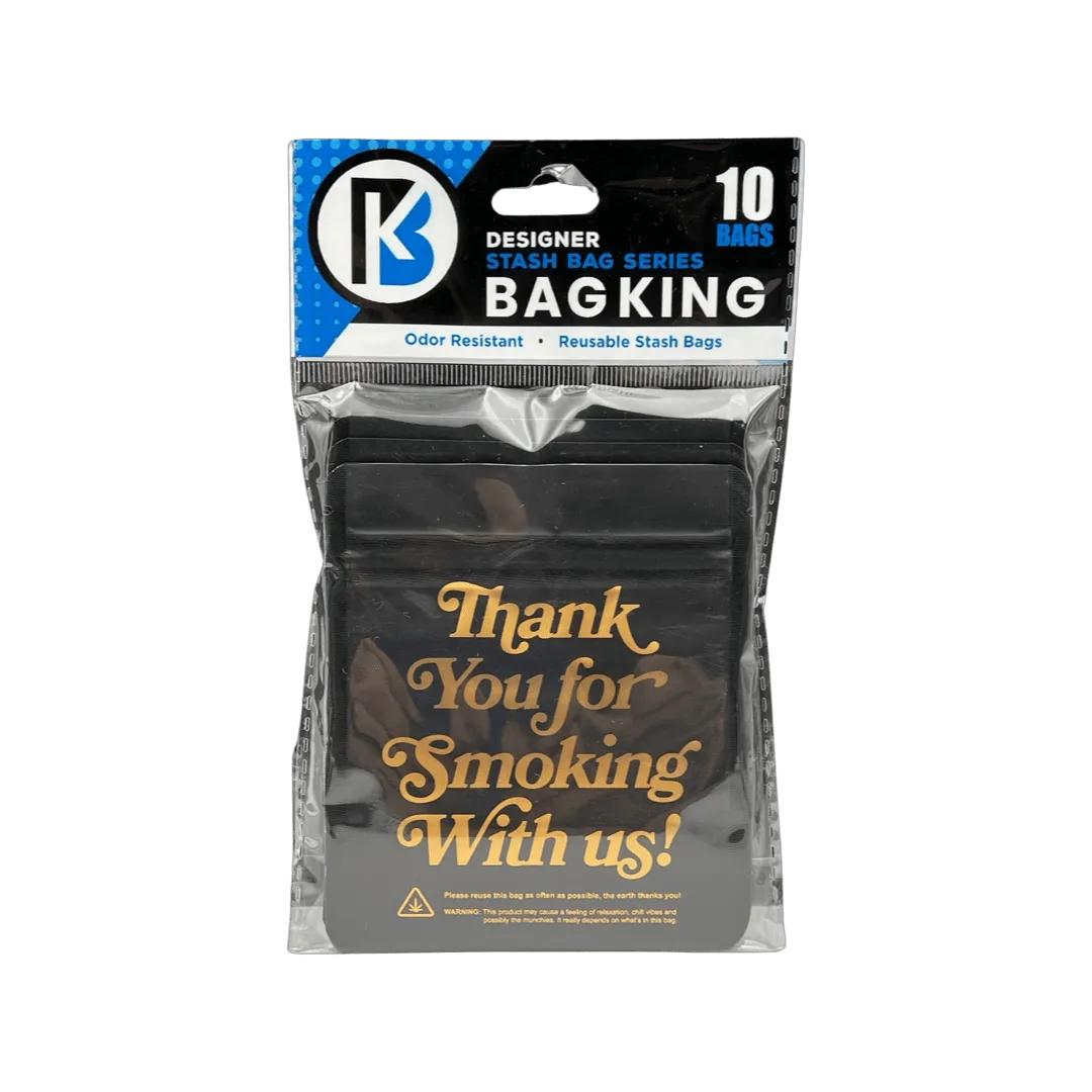 10-Pack Bag King Thank You for Smoking Wide Mouth Mylar Bag | 1/8th ounce