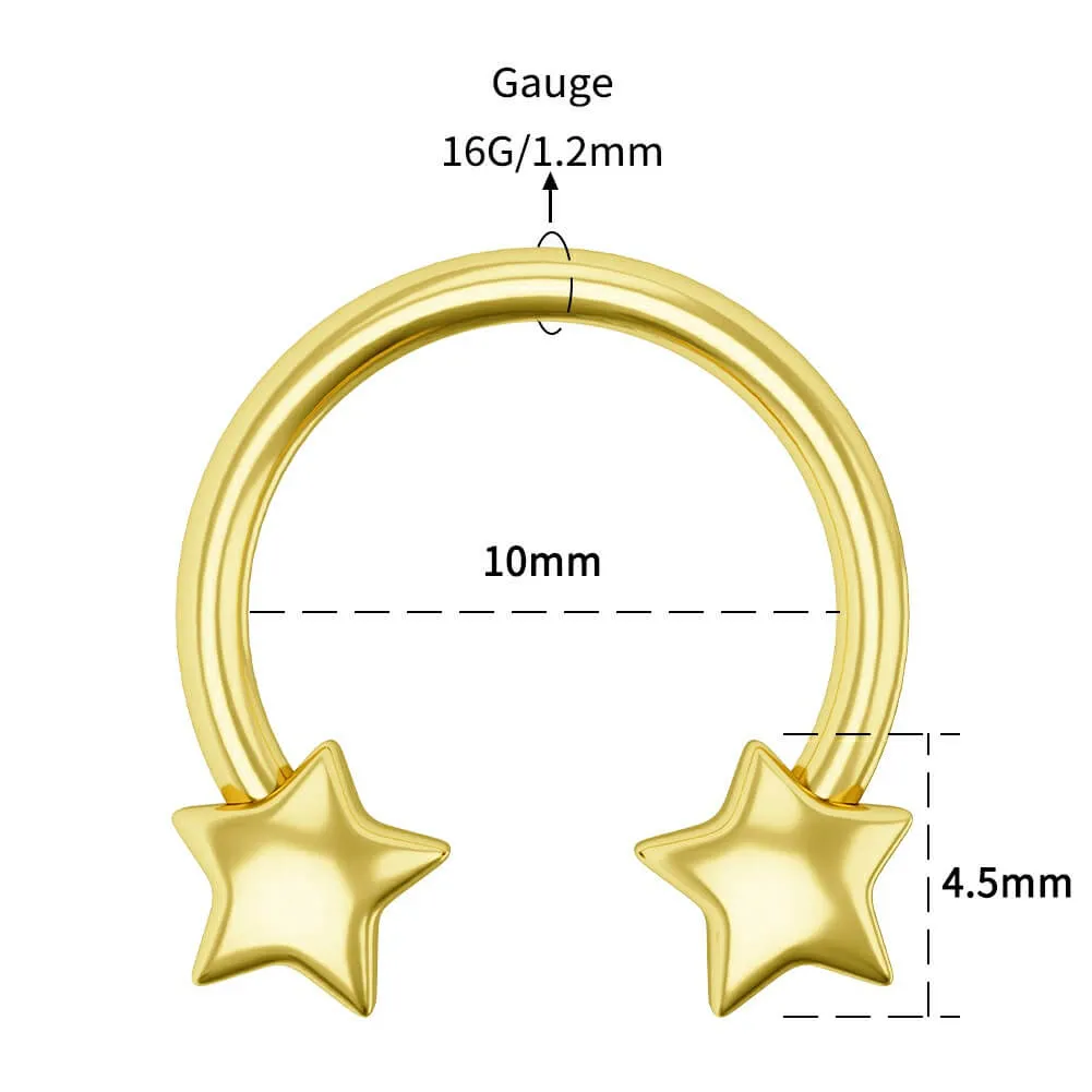 16G 3D Star Shaped Horseshoe Ring