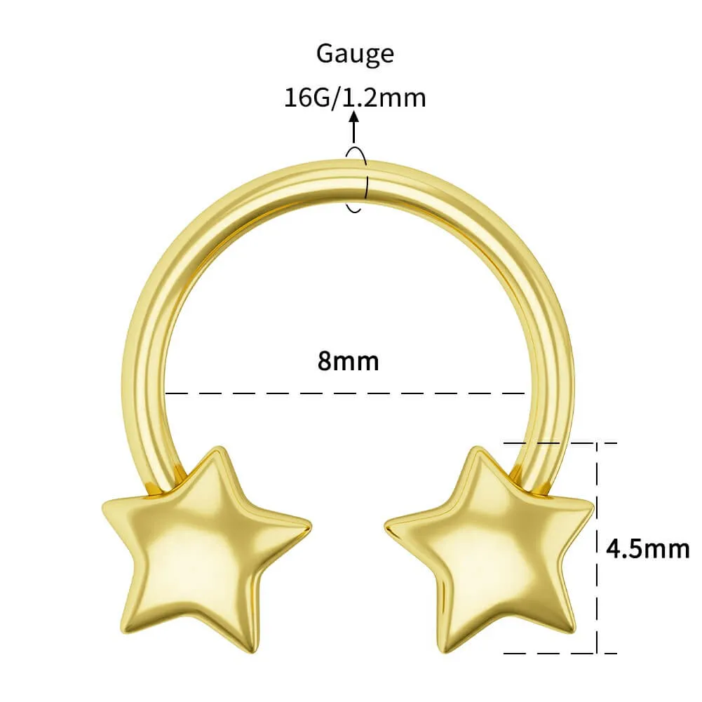 16G 3D Star Shaped Horseshoe Ring