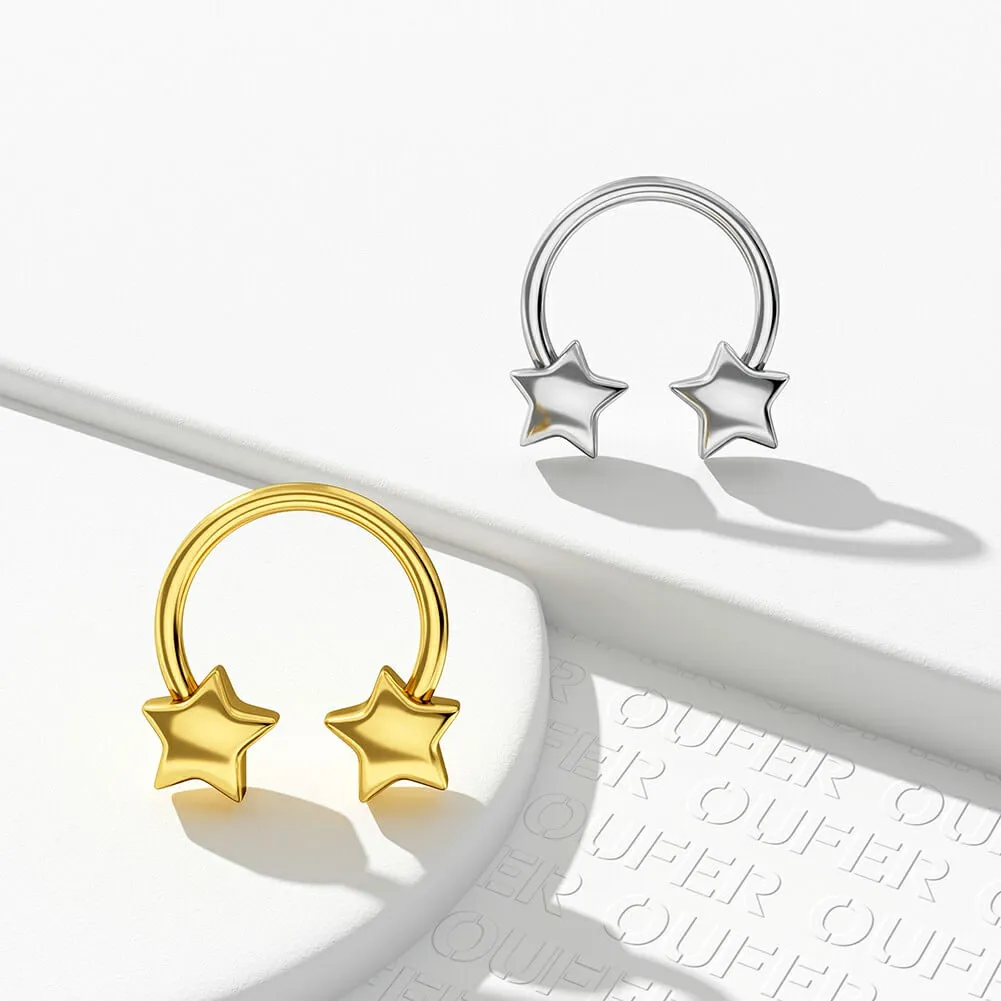 16G 3D Star Shaped Horseshoe Ring