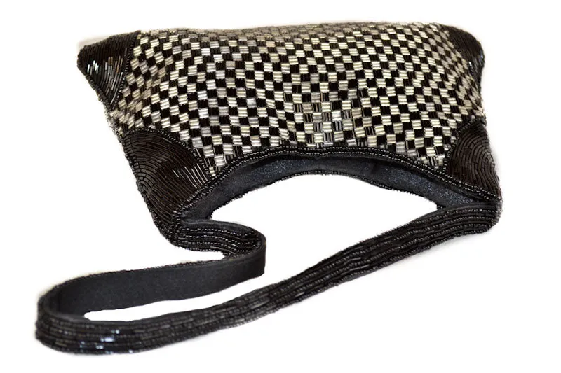 Authentic Folli Folli Black Beaded Evening Bag