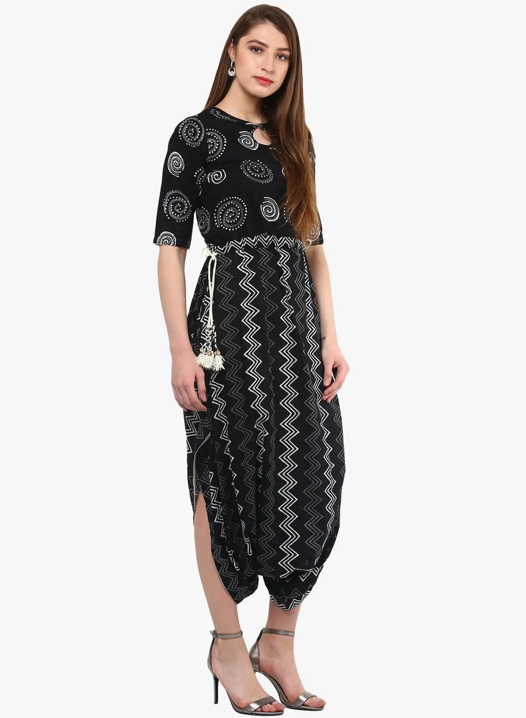 Black Dhoti Style Cotton Jumpsuit