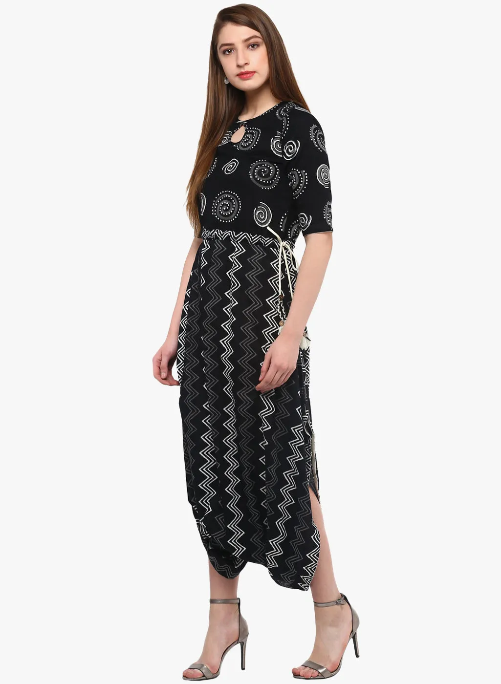 Black Dhoti Style Cotton Jumpsuit