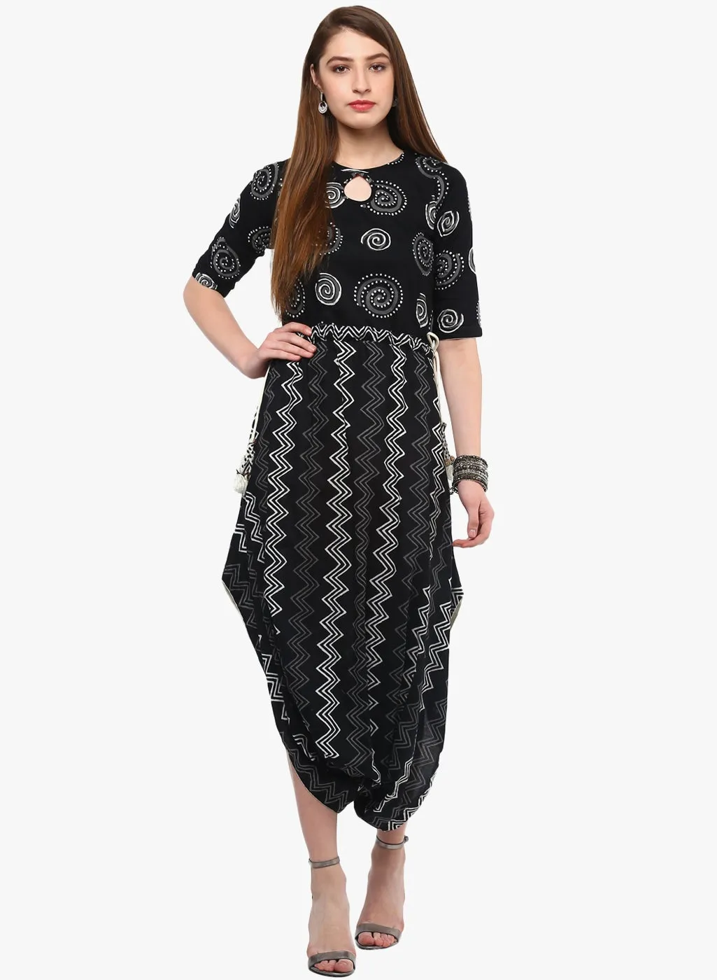 Black Dhoti Style Cotton Jumpsuit