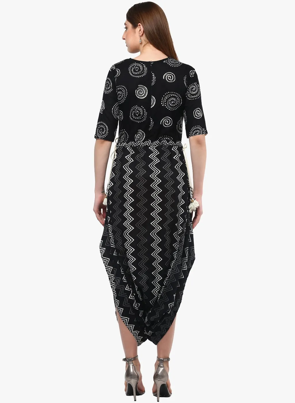 Black Dhoti Style Cotton Jumpsuit
