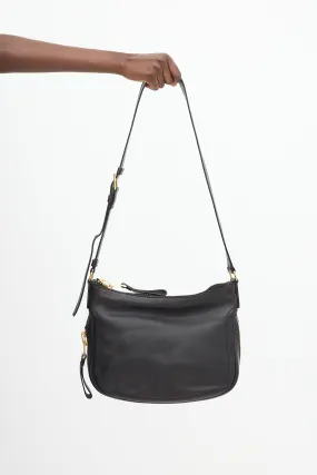Black Leather Medium Jennifer Simple Zip Bag