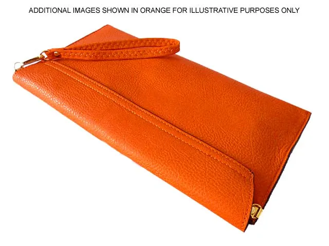 BLACK OVER-SIZED ENVELOPE CLUTCH BAG WITH LONG CROSS BODY AND WRISTLET STRAP