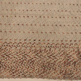 Black Tulle with Brown Abstract Animal Print Embroidery Fabric