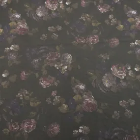 Black Tulle with Cheer Flowers Design  Embroidered  Fabric