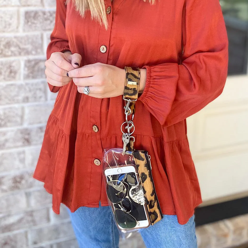 Brown Leopard Vegan Leather 2-PIECE WRISTLET SET