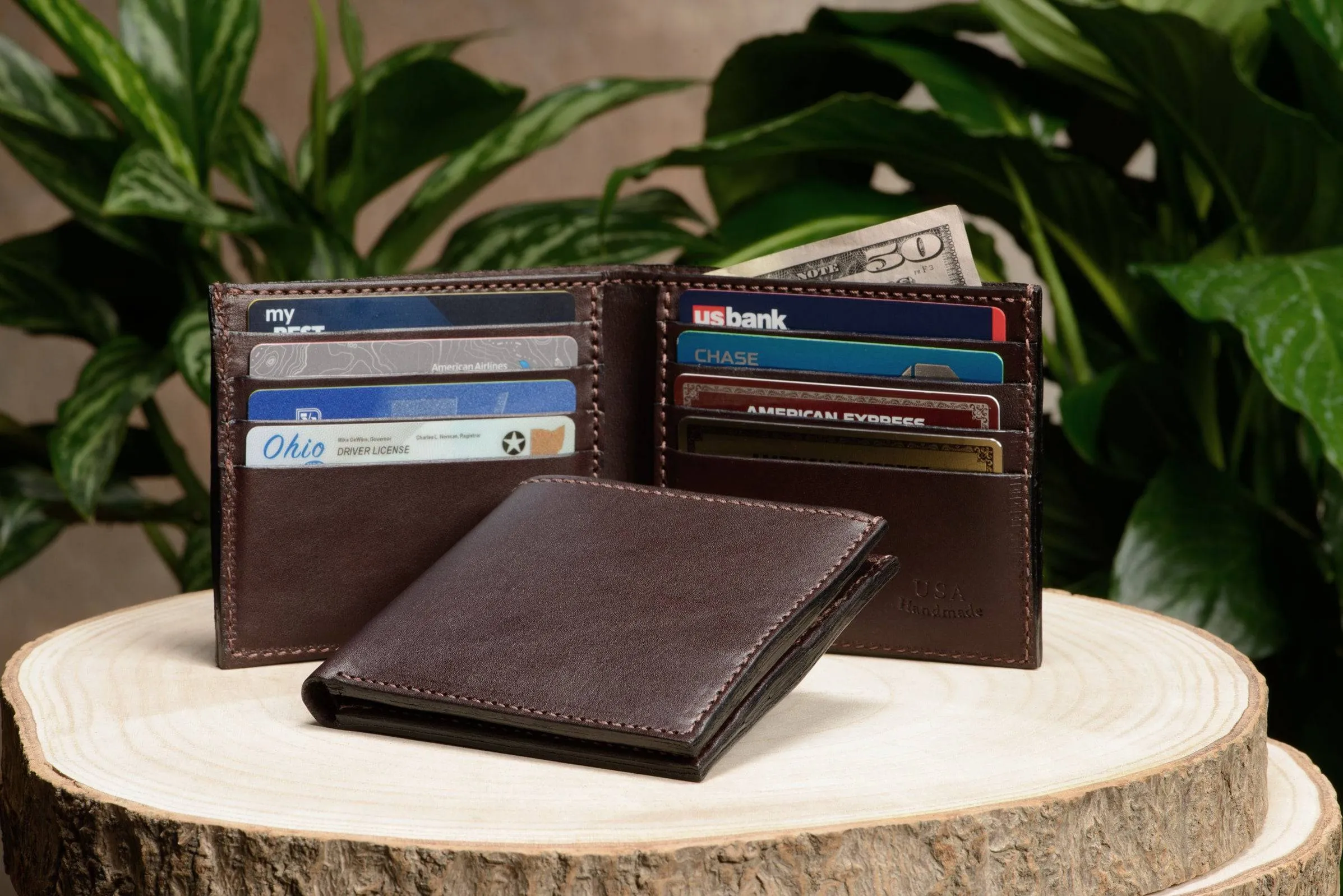 Brown Premium Leather 8 Card Slot Bifold Wallet
