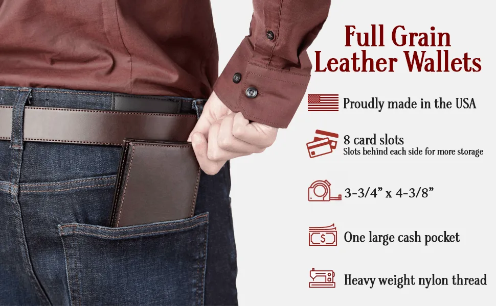 Brown Premium Leather 8 Card Slot Bifold Wallet