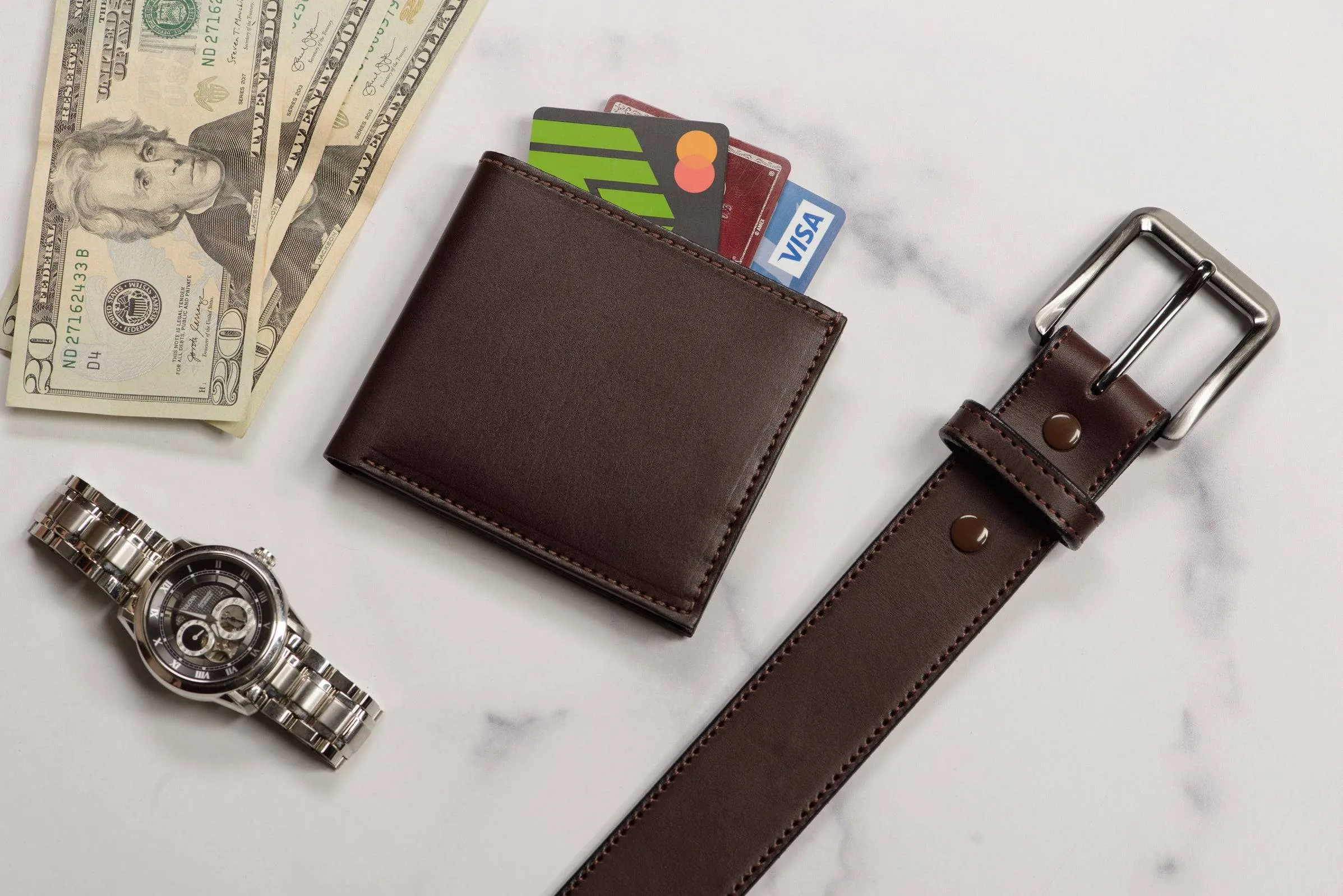 Brown Premium Leather 8 Card Slot Bifold Wallet