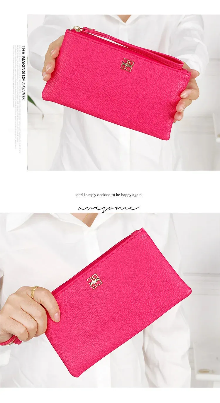 Casual Wallet Grain PU Leather with Zipper