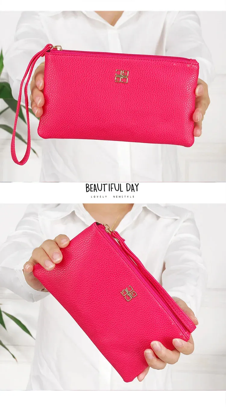 Casual Wallet Grain PU Leather with Zipper
