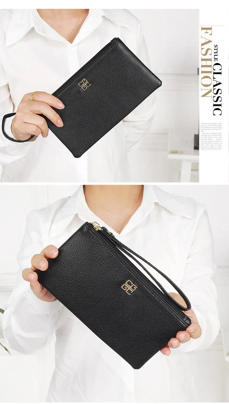 Casual Wallet Grain PU Leather with Zipper