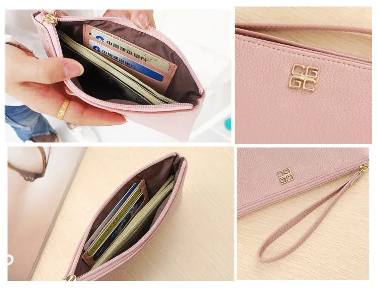 Casual Wallet Grain PU Leather with Zipper
