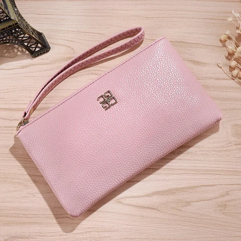Casual Wallet Grain PU Leather with Zipper