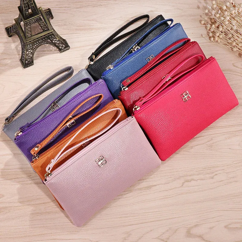 Casual Wallet Grain PU Leather with Zipper