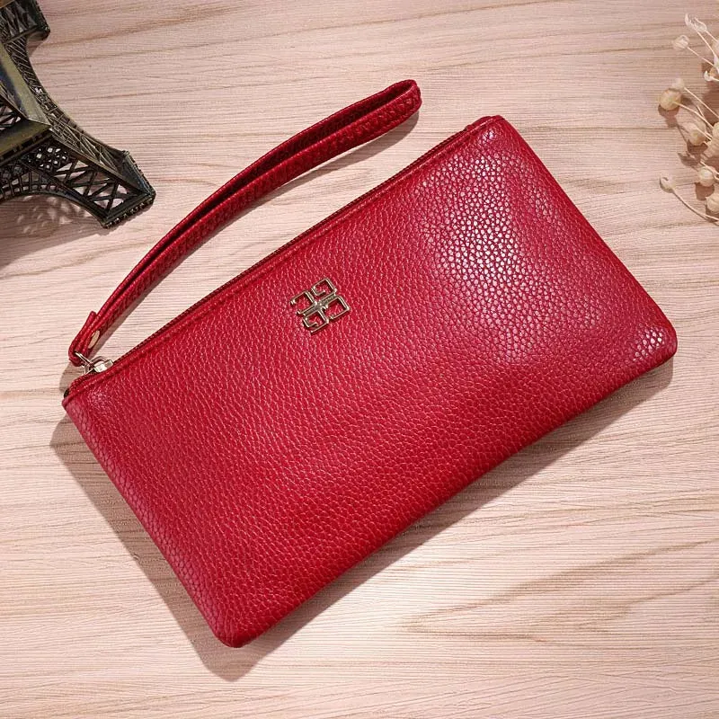 Casual Wallet Grain PU Leather with Zipper