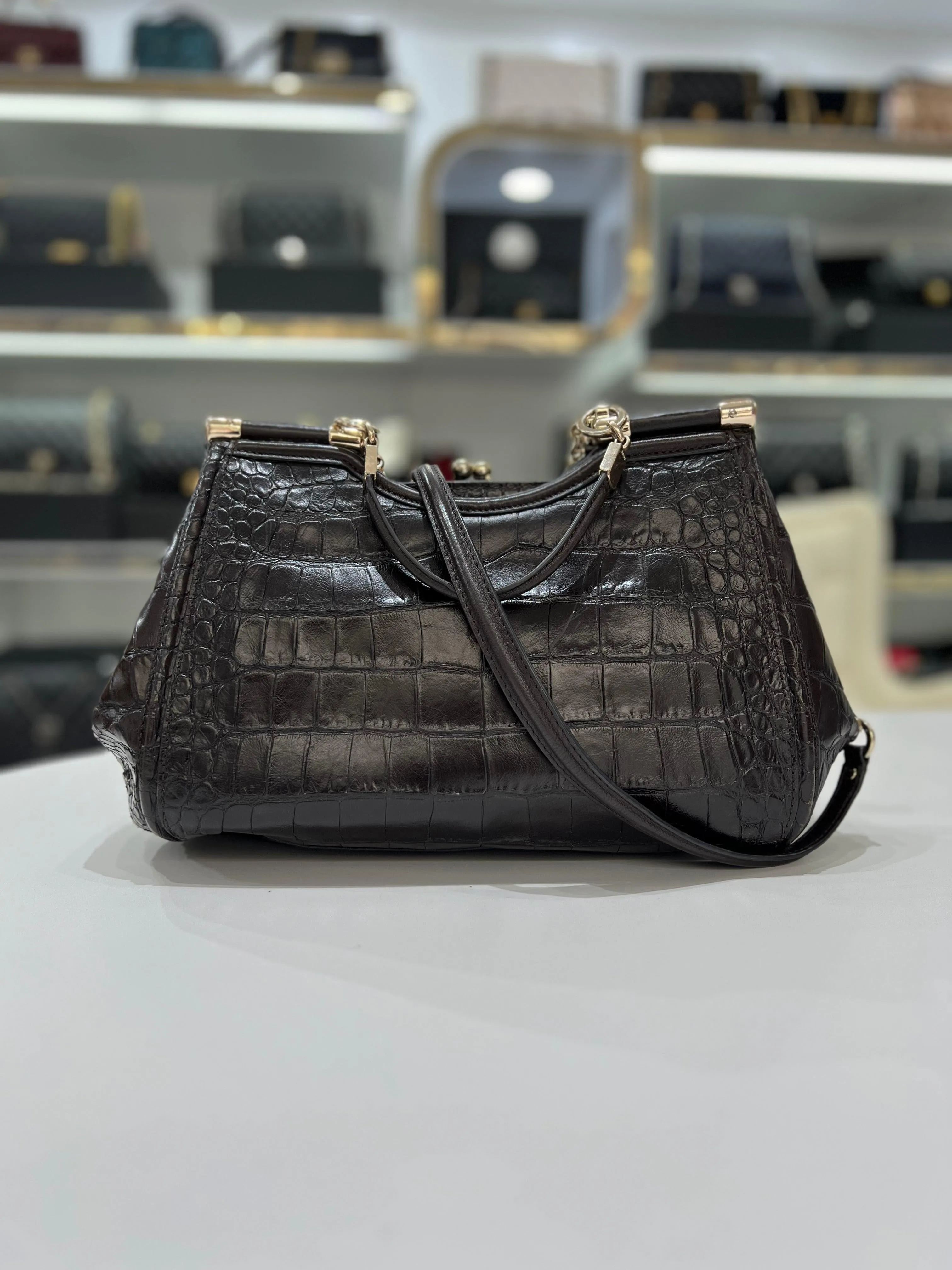 Coach Crocodile -embossed Bag Women's Fashion Bag
