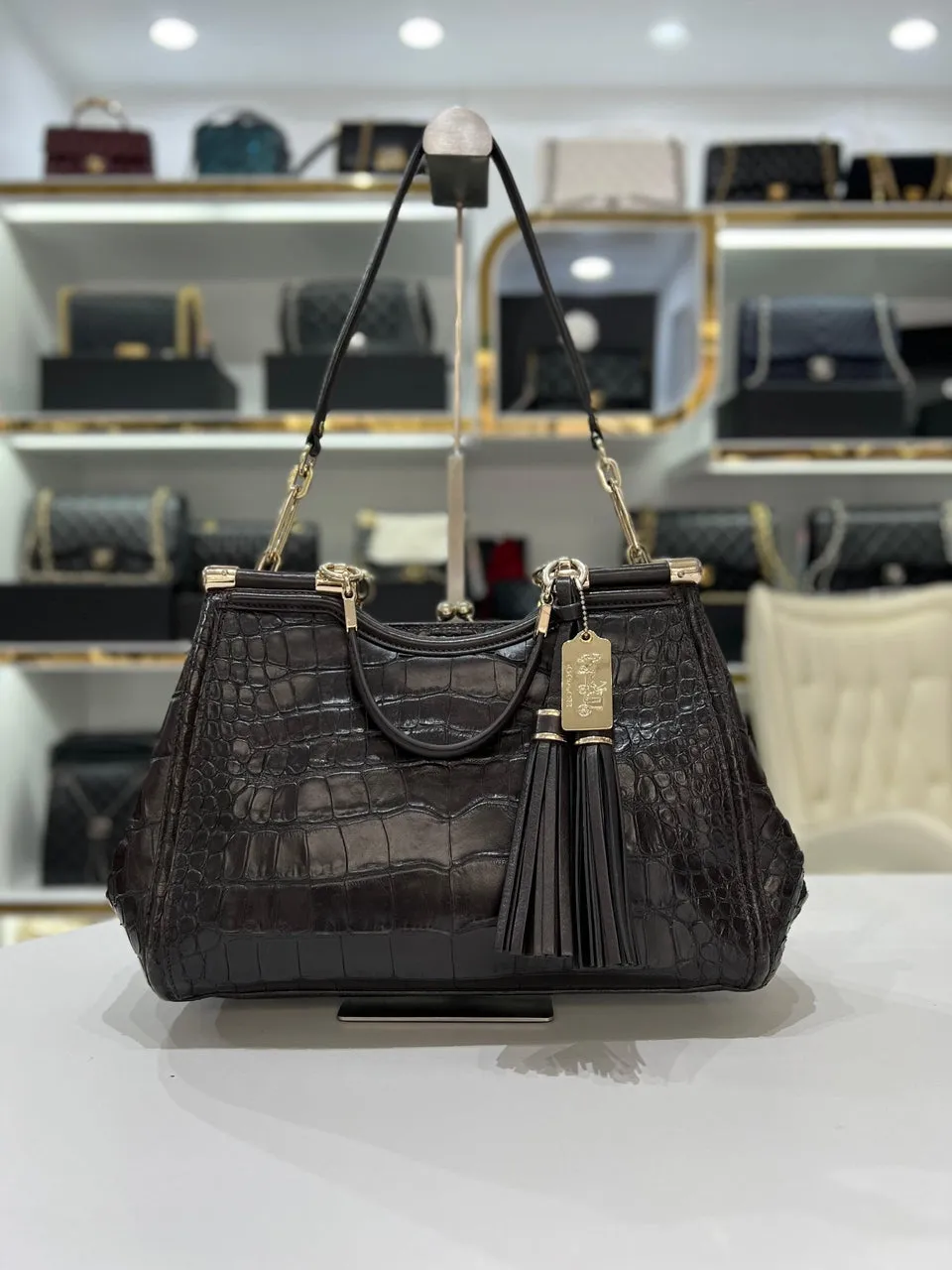 Coach Crocodile -embossed Bag Women's Fashion Bag