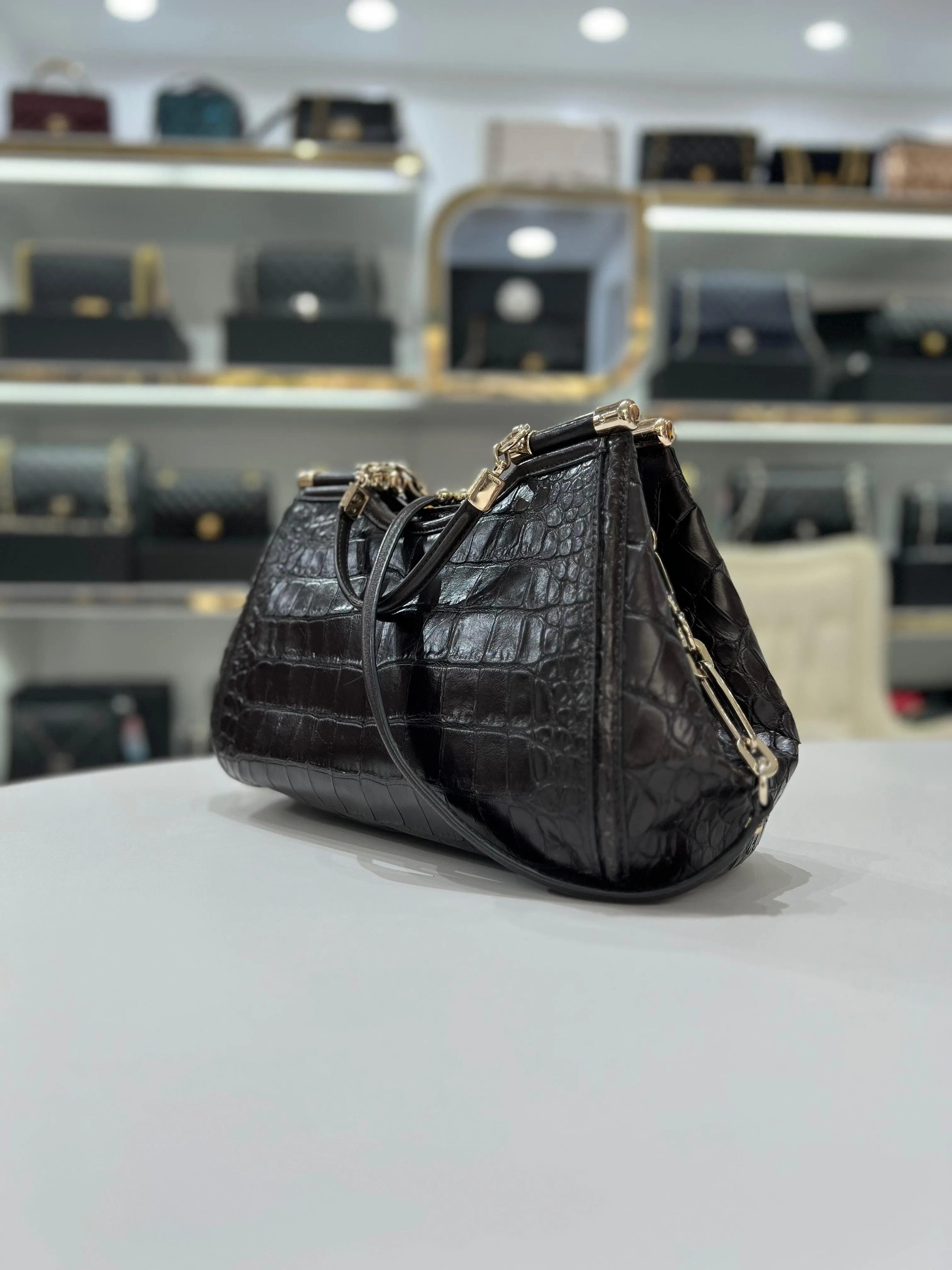 Coach Crocodile -embossed Bag Women's Fashion Bag