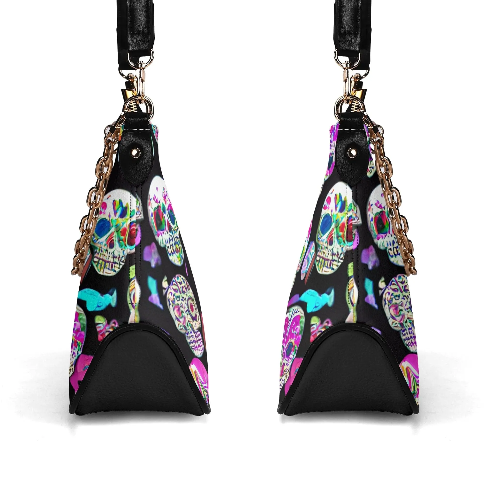 Colorful Skulls Cross-body Bag With Chain Decoration