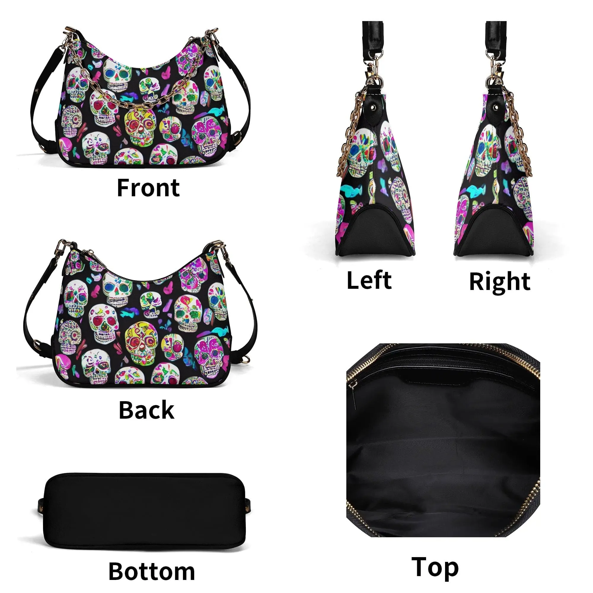 Colorful Skulls Cross-body Bag With Chain Decoration