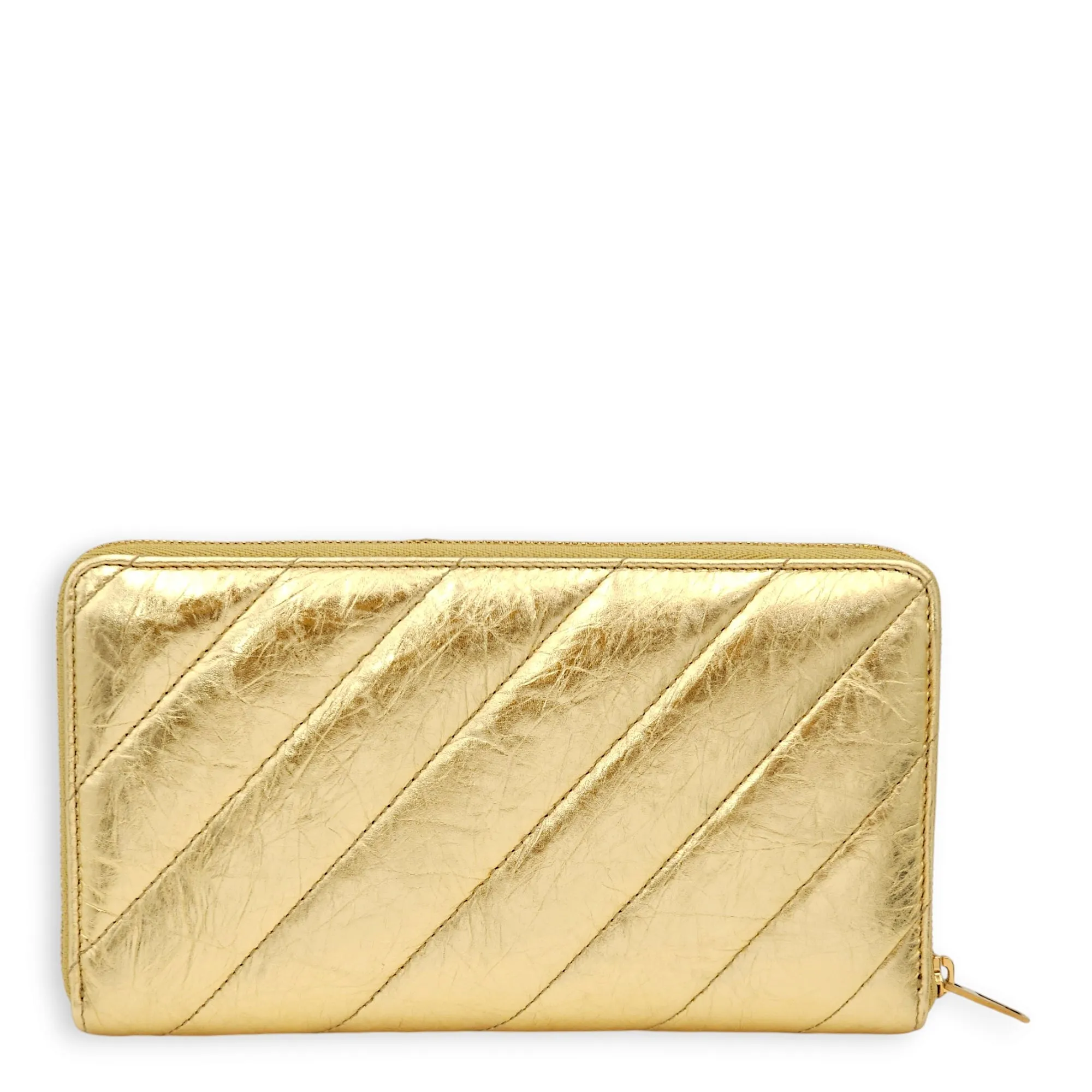 Crush Continental Metallic Gold Wallet in Calfskin, Gold hardware