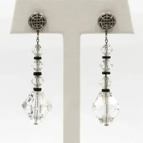 Crystal Drop Earrings with Onyx & Filigree