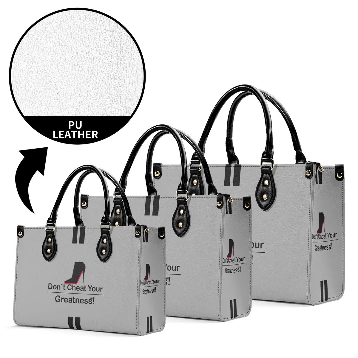 DCYG Black Red Bottoms & Grey Multiple Sizes Upgraded Luxury Women PU Leather Handbag