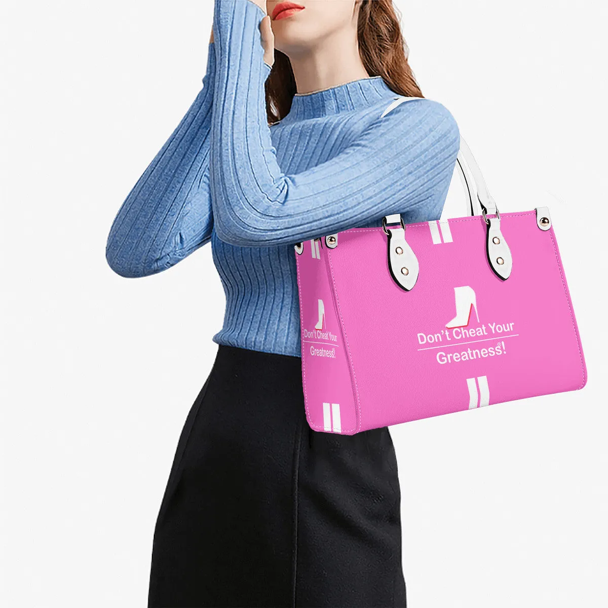 DCYG White Red Bottoms & Pink Multiple Sizes Upgraded Luxury Women PU Leather Handbag