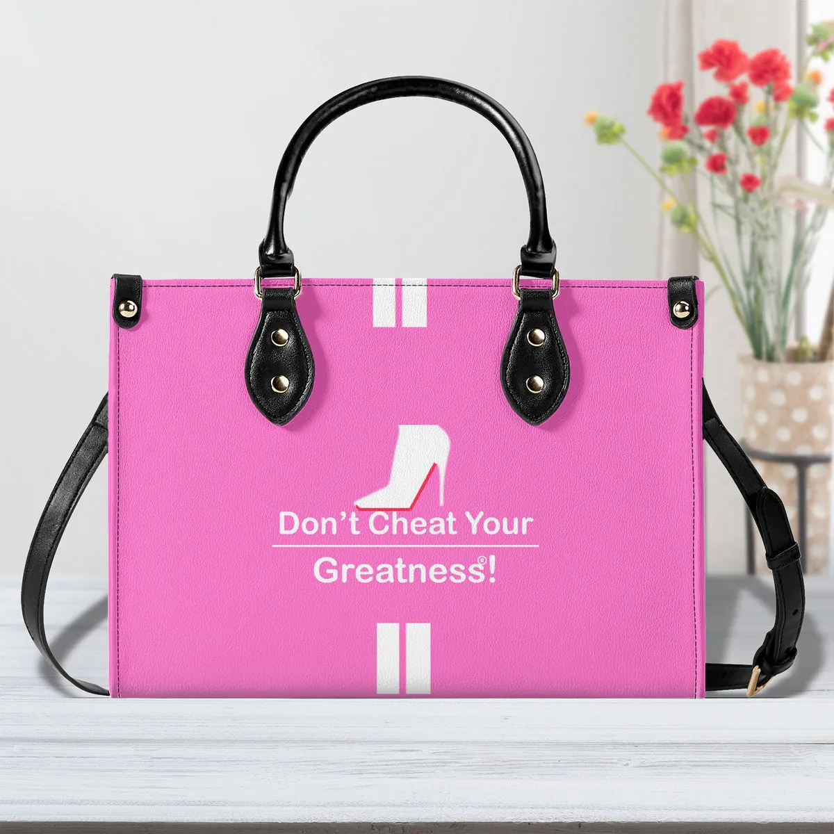 DCYG White Red Bottoms & Pink Multiple Sizes Upgraded Luxury Women PU Leather Handbag