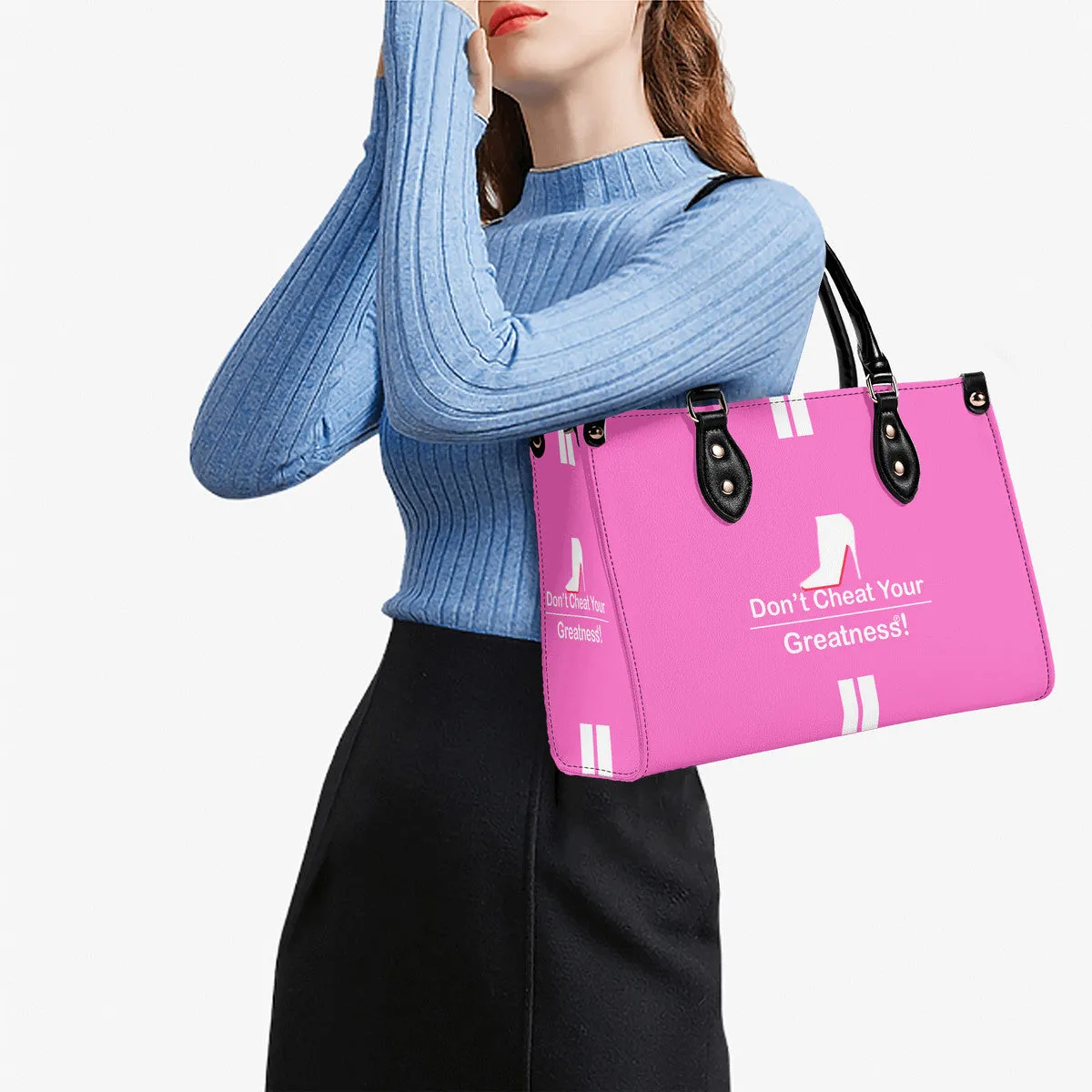 DCYG White Red Bottoms & Pink Multiple Sizes Upgraded Luxury Women PU Leather Handbag