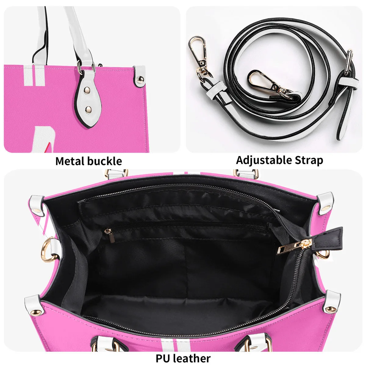 DCYG White Red Bottoms & Pink Multiple Sizes Upgraded Luxury Women PU Leather Handbag