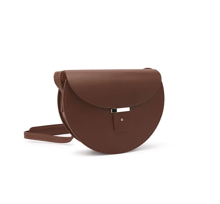 Designer Womens Black Leather Crossbody Saddle Bag Purse Shoulder Bag for Women