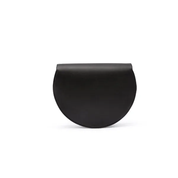 Designer Womens Black Leather Crossbody Saddle Bag Purse Shoulder Bag for Women