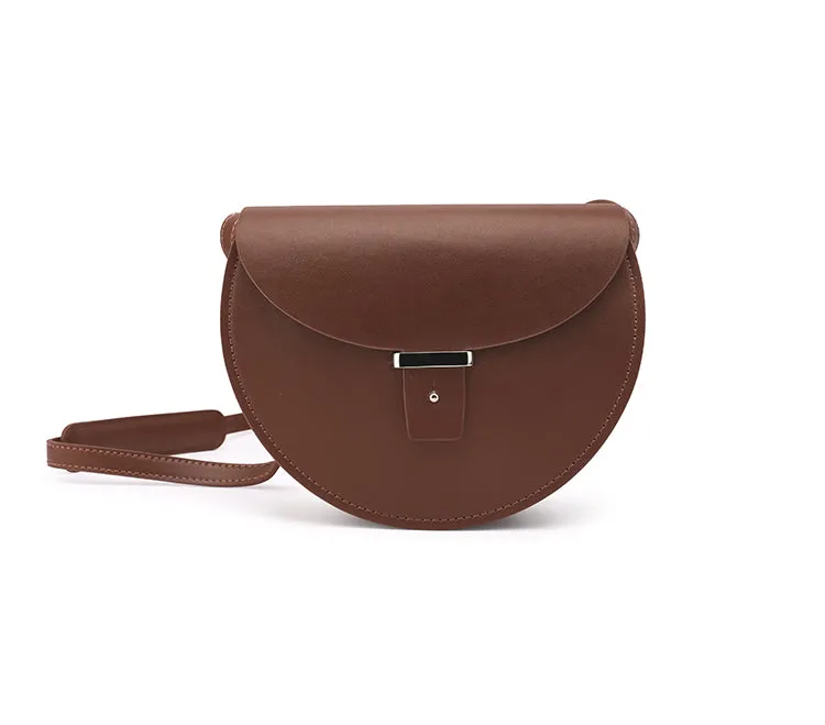 Designer Womens Black Leather Crossbody Saddle Bag Purse Shoulder Bag for Women