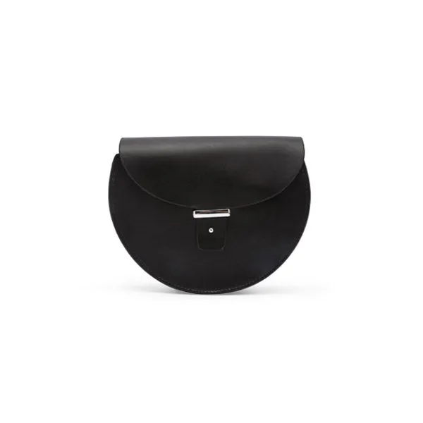 Designer Womens Black Leather Crossbody Saddle Bag Purse Shoulder Bag for Women
