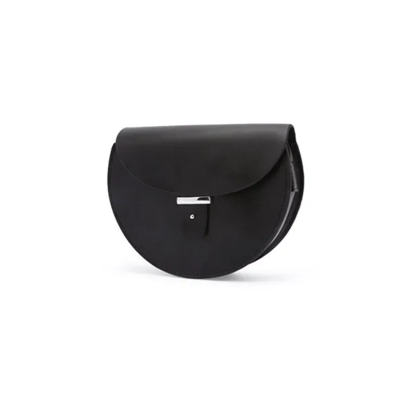 Designer Womens Black Leather Crossbody Saddle Bag Purse Shoulder Bag for Women