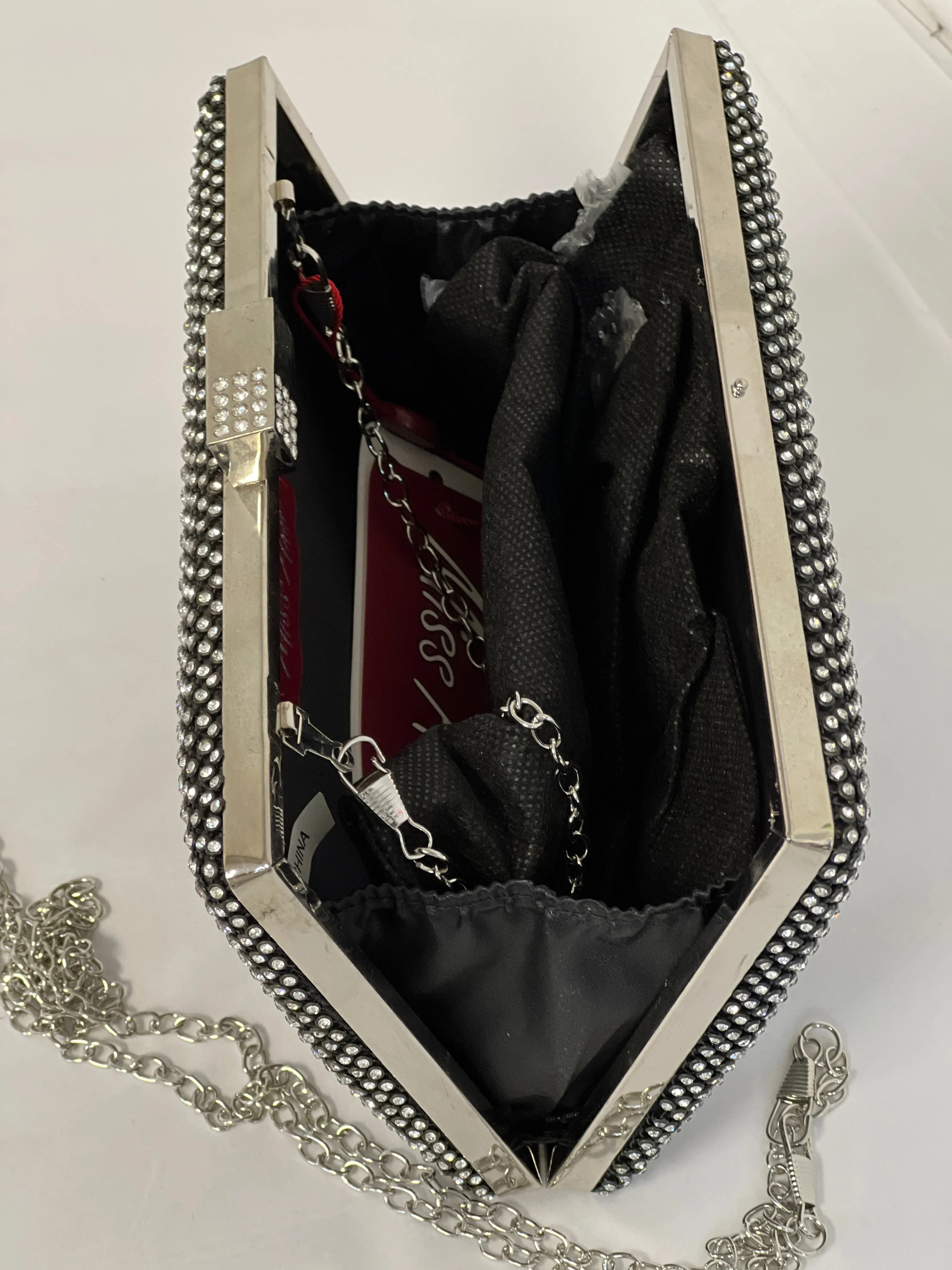 Diamonte Black Evening Clutch