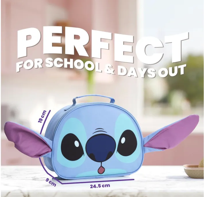 Disney Stitch Kids Lunch Bag with Insulated Lining, Lunch Cooler Bag for School  (Blue 3D)