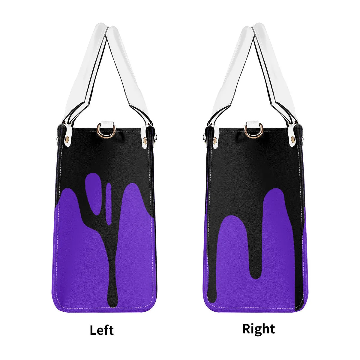 DRIP LO Black Logo & Purple Multiple Sizes Upgraded Luxury Women PU Leather Handbag