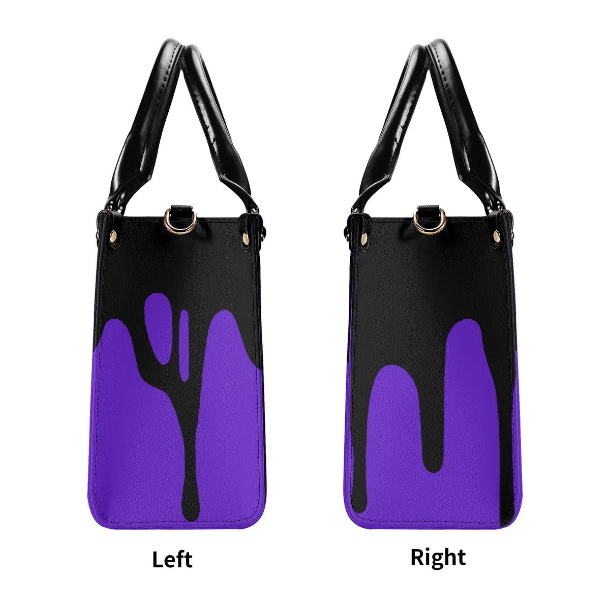 DRIP LO Black Logo & Purple Multiple Sizes Upgraded Luxury Women PU Leather Handbag