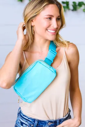 Electric Blue Nylon Zipper Buckle Belt Sling Bag