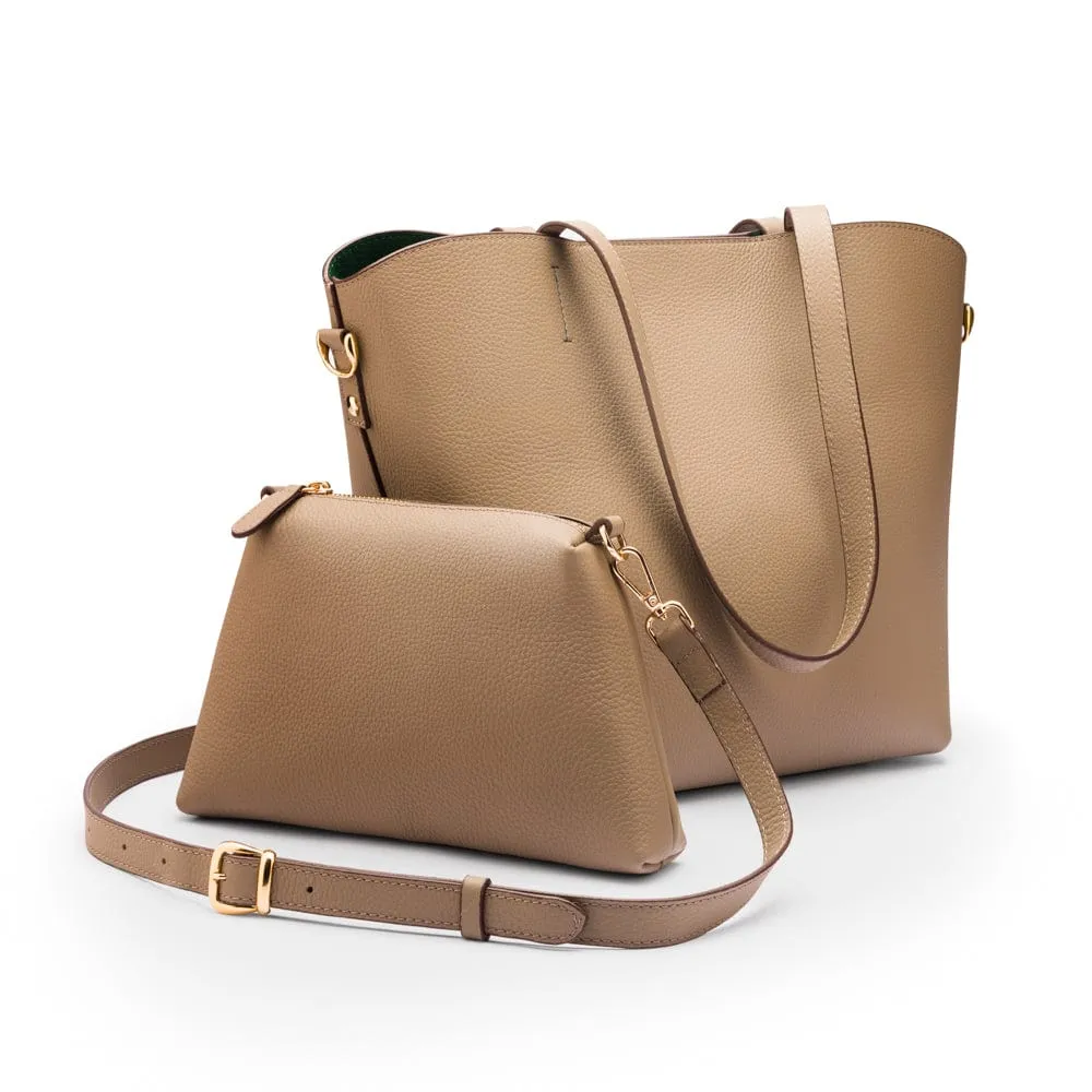 Emma 2 in 1 Leather Tote Bag - Taupe