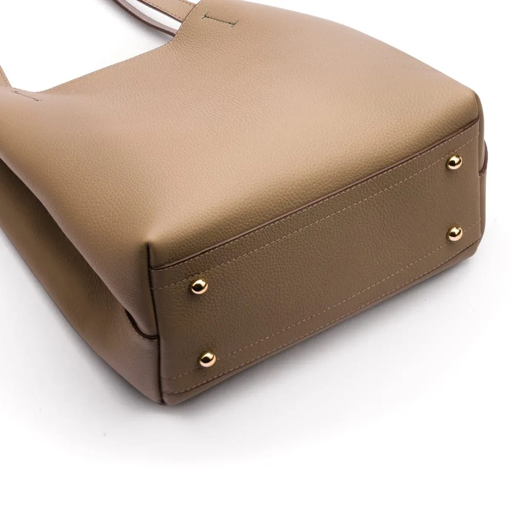 Emma 2 in 1 Leather Tote Bag - Taupe
