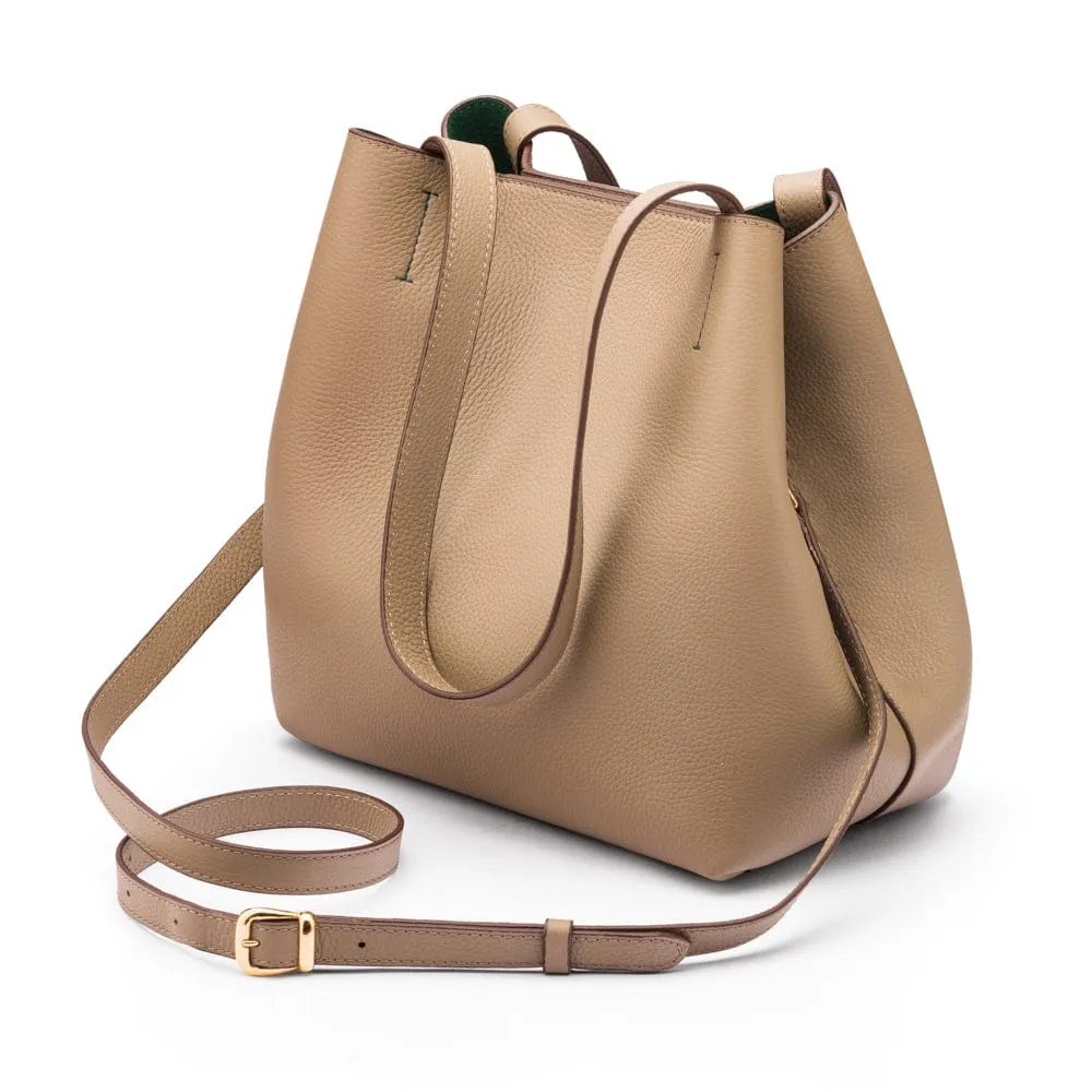 Emma 2 in 1 Leather Tote Bag - Taupe