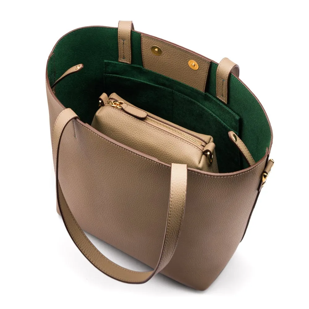 Emma 2 in 1 Leather Tote Bag - Taupe